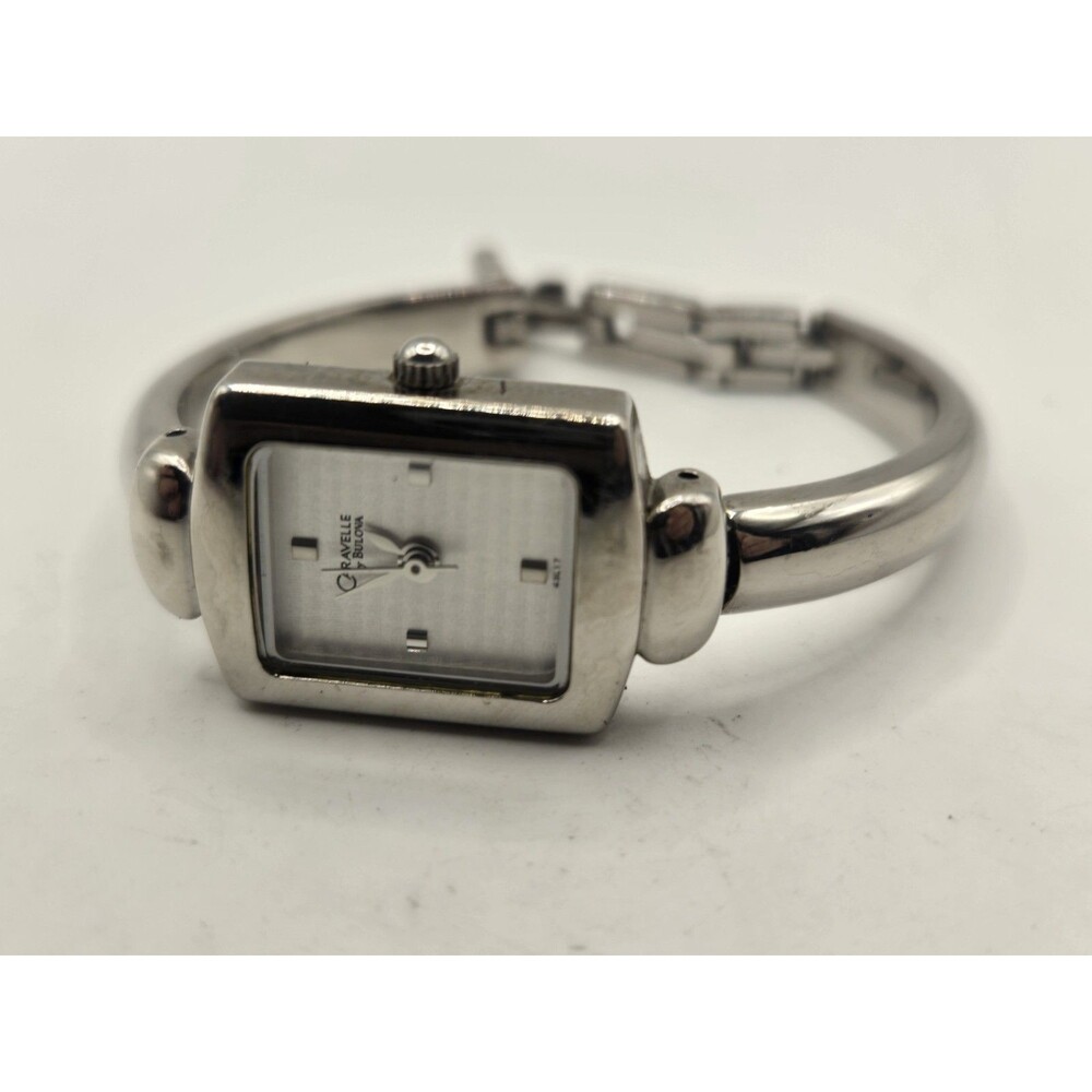 Caravelle by Bulova Ladies' Stainless Steel Tank Watch. New Battery. 5.5" Band